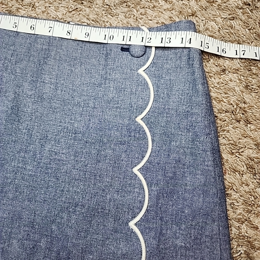 J. Crew Scalloped Front A Line Wrap Mini Skirt Cotton Button Blue Size 0 - Picture 3 of 9